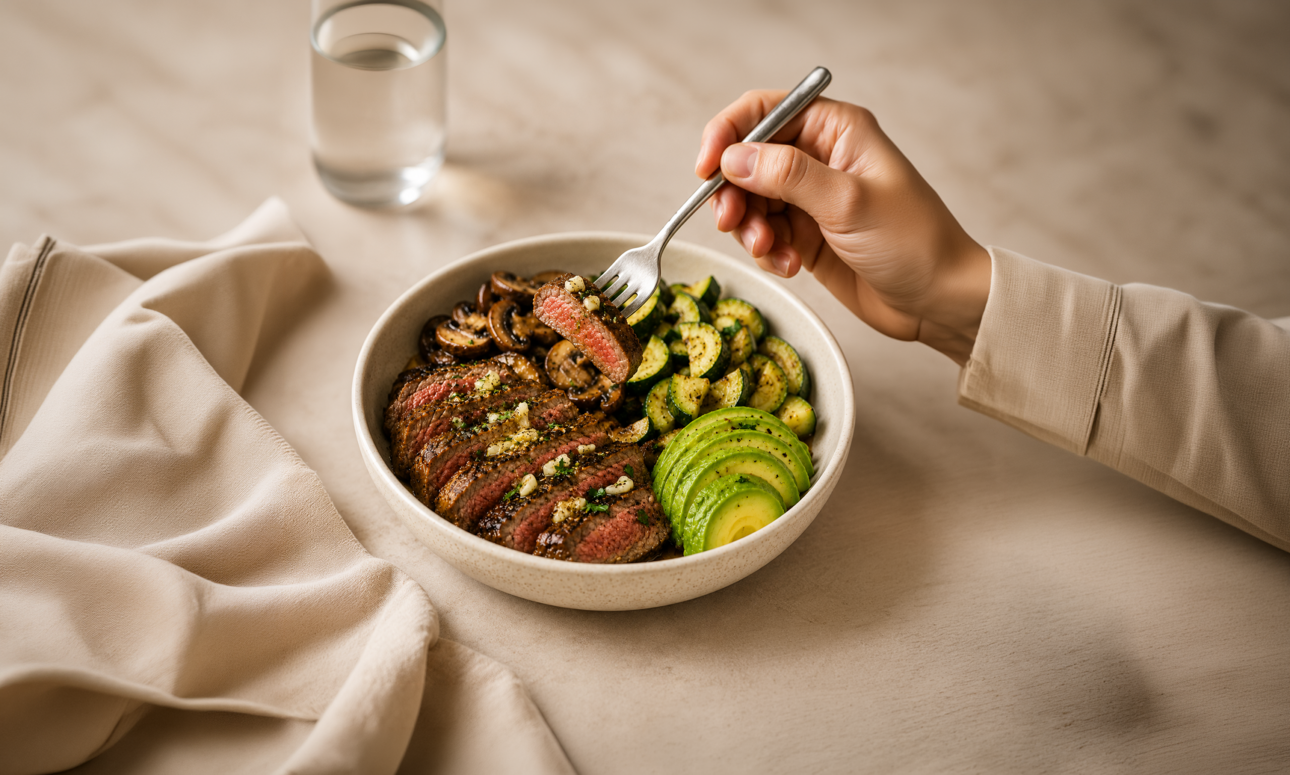 high protein garlic butter steak bowl recipe